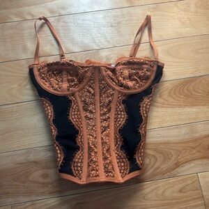 Urban Outfitters orange and black corset/cami top